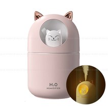 무선가습기 가정용 무드등 간절기 취침모드 분무량 많은 USB 야옹이, 핑크