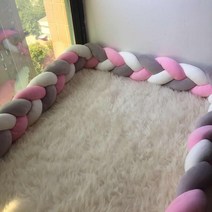 범퍼 침대 패드 아기 가드 토퍼 1.5M/2M 브레이드 매듭 베개 쿠션 유아용 보호대 룸 장식 침구 세트, [01] 2m, [08] 08