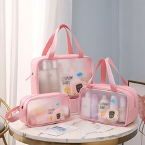 에버하우스 애니멀 반투명 목욕가방 핑크 3종 세트