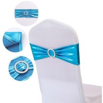 샴페인 의자 매듭 100 웨딩 의자 밴드 파티 웨딩 장식 의자 장식 링 유럽 스타일 파티 의자 탄성, 하늘색_50 pcs