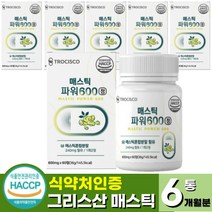 식약처 인증 그리스 산 매스틱 검 매스틱 추출물 정 22종혼합 유산균 양배추 브르콜리 감초 추출액 식약청 인정 메스틱 MASTIC GUM (+사은품 증정), 60정 x 6통 (6개월분)