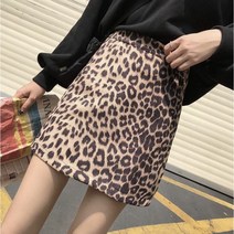 여성 미니스커트 레오파드 스웨이드 호피 무늬 H라인 나들이룩 하객룩