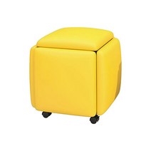 5in1 큐브 의자 바퀴달린 의자 5종 분리형 가죽 조립 사각 스툴의자 수납의자 5개 분리형 공간활용 의자 이동형의자, 노란색