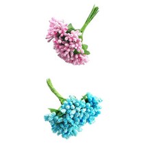 GHSHOP 웨딩 8.5cm 블루에 대 한 12pcs 인공 꽃 오시 베 암 꽃 술+결혼식을위한 12pcs 인공 꽃 수술 암 꽃 술 8.5cm 핑크의 무리, 플라스틱, 패브릭, 블루+핑크