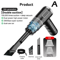 29000pa 120w 무선 미니 자동차 진공 청소기 usb 충전식 휴대용 가정용 이중 사용 충전식 습식 앰프 마른 청소기, 29000pa 블랙