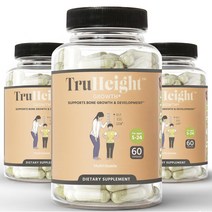 MAPEinc Truheight 강력한 캡슐 포뮬러 뼈 발달을 위한 필수 영양소 케토 인도 인삼 Ashwaganda 앰프 나노미터 칼슘 10세 이상용 60정 x 3팩, 3개