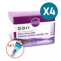 라이프스팬 뉴질랜드정품 울트라플렉스 초록홍합 오일 25000mg 120정 초록잎홍합 그린머슬, 4팩