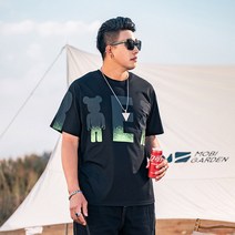 Crzen 빅사이즈 남성 반팔 티셔츠 여름 프린트 와이드 상의 23N402