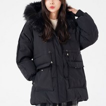 협력브랜드 루즈핏 심플 데일리 캐쥬얼 모던룩 후드 여성 패딩