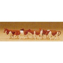 Preiser 79155 디오라마 미니어처 테라리움 갈색 소 6마리 세트 동물 피규어 모형1:160 사이즈
