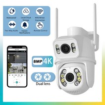 야생동물CCTV 농막 와이파이 듀얼 렌즈 스크린 CCTV Ai 인간 감지 자동 추적 무선 야외 감시 4K 8MP, 6.8MP Add 32G Card - 미국 플러그