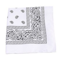 패션 힙합 남자 여자 두건 스포츠 모자를 쓰고 있죠 Paisley Bandana 손목 Hairwrap 양면 머리 랩 스카프, [09] White