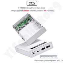 파워뱅크 자작배터리 캠핑용배터리 DIY 보조베터리 18650 배터리 케이스 빠른 무선 충전기 Xiaomi 듀얼 USB, 01 Normal White