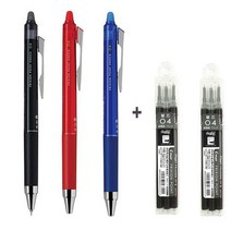 파이롯트 프릭션 포인트 0.4mm 노크 지워지는 볼펜 세트, 0.4mm 흑1개+청1개+적1개+리필(3본입)2개 세트