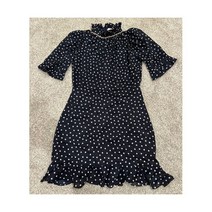 산드로원피스 NEW Sandro Paris Pearl Embellished Collar Polka Dot Dress Blue Size 38 $395 NWT