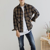 [바보사랑] 남자 루즈핏 멀티 체크 셔츠 남방 데일리 코튼 자켓