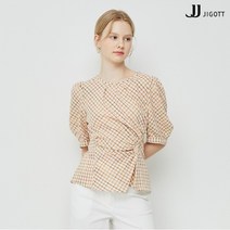 JJ지고트 턱 셔링 체크 블라우스 GM5A0BL54