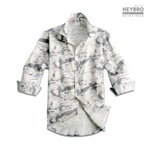 헤이브로 남성 7부 베이직 아사 셔츠 남방 밀리터리베이지