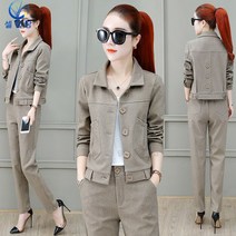 셀럽당 패션 슈트 여 쇼트 상의 슬림 팬츠 가을 투피스