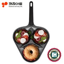 키친아트 국내산 에그팬 계란팬 계란후라이팬 브런치팬 26cm, 1개, 키친아트 뉴 에그팬 3구(인덕션 추가)