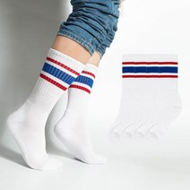 시너싹스 남성용 도톰하고 폭신한 미들포인트 크루 스포츠 삭스 양말 5켤레, 화이트[BR] 5켤레