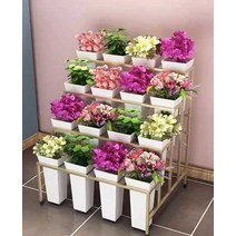 꽃집진열대 꽃꽃이 받침대 꽃가게 선반 생화 보관, (통 포함) 4x3 블랙