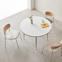 리아르 업소용 원형 사각 반타원 2인 4인 미드센츄리 모던 식당 식탁 카페 테이블, 원형 1000, 밀크화이트