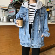 Happy shopping 여성 청자켓 데님자켓 후드 점퍼 잠바 루즈핏 qr08