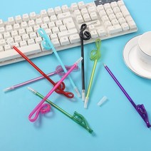 칼라 높은음자리표 볼펜 5개 꽈배기 학생용 사무용 디자인 선물용 검정볼펜 필기용 판촉용 단체선물 특이한볼펜, 랜덤발송 5P