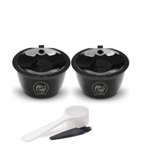 커피컵 커피 드립 for nescafe dolce gusto 커피 필터 캡슐 포드 재사용 가능 리필 가능 dolci gusto 커피 차 드립퍼 컵 바구니 스푼 브러시, 2개 블랙