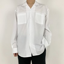 투 포켓 오픈카라 긴팔 셔츠