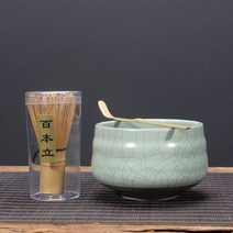 말차다완 일본식 여요천청 도자기 다기세트 차완 대나무 차선 찻사발, 여요천청결말차그릇 3종세트