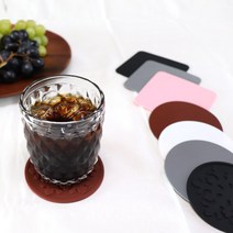 실리콘 컵받침 티 코스터 4개 원형 사각 컵받침대, 눈꽃형-블랙(4개)