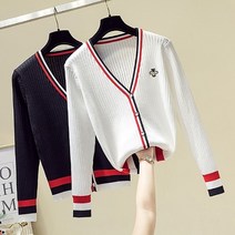 여성골프가디건 골프니트 골프웨어 간절기 꿀벌 자수 긴팔