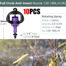 90/180/360 Degree Greenhouse Watering Sprinkler Dripper Irrigation Adjustable Mist Emitters Stake Mi, [18] R10PCS