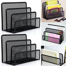 TraderPlus 2-Pack Black Mesh Mail Letter Sorter Bills & Documents Organizer File Paper Holder with 3, 1