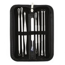 여드름 압출기 피지흡입기 전문가용 여드름 클립 바늘 8pcs 도구 키트 페이스 케어 Comedone 잡티 스팟 클, 한개옵션0