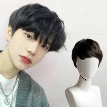 남자 다운펌가발 댄디 웨이브 스타일 고열사 블랙, onesize, 내츄럴블랙