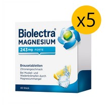 Biolectra 독일직구 헤어메스 바이오렉트라 마그네슘 243mg 포르테 발포정 레몬맛 40정 5팩, 기본, 1개