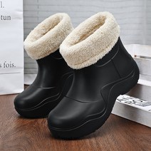 여성 장화 겨울 따뜻한 플러시 안감 고무 부츠 두꺼운 밑창 워킹화 방수 야외 발목, 03 40-41, 02 Black_03 40-41