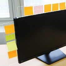 인덱스 모니터 포스트잇 컴퓨터 메모장 사이드 메모 보드 메모지판 사무실 필수템 메모판 데스크 노트북 미니 책상 메모지 패드 접착식 아크릴 붙이는 거치대, 2.화이트