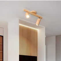 천장티비 카니발천장모니터 49인치 차량용 휴대용 하이리무진 tv 북유럽 로그 스포트라이트 목재 천장 조명 홈 거실 TV 벽 배경 LED 트랙, [02] 2 head 45cm, [01] 웜 화이트