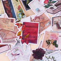 빈티지다꾸장식 스티커 DIY 다이어리 다꾸템 문구 편지 책 종이 큐빅스티커 및 스크랩북 공예, 반투명