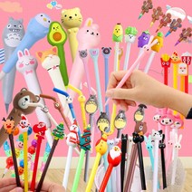 캐릭터볼펜 귀여운 예쁜볼펜 중성펜 0.5mm, 스트로우캐릭그린