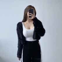 VANANA2 크롭기장 따뜻한 여성 러블리 부클 퍼 가디건 4color