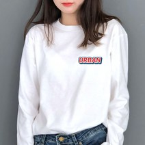 험블스튜디오 어반 urban 프린팅 면 남녀공용 라운드넥 오버핏 긴팔티 화이트 긴팔 티셔츠