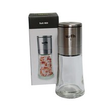 WFH 스텐 솔트밀 그라인더 70ml 소금갈이 페퍼밀 굵기조절 레버 후추갈이 깨갈이 소금통 분쇄기 윗지름4/밑지름5/높이13.5cm