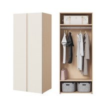 한샘 샘베딩 스테디 옷장 80cm(높이194cm) 1단행거형 10종, G형 : 화이트하이글로시도어+라이트오크몸통(G)