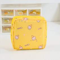 요고링 생리대 사각 방수 파우치, 1개입, 노랑꼬깔콘