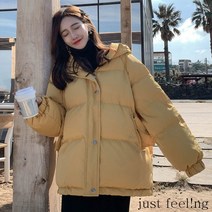 just feel!ng 여성 겨울코트 학생 제빵복 빅사이즈 패딩 자켓 데일리 후드 숏패딩점퍼 캐주얼 데이트룩